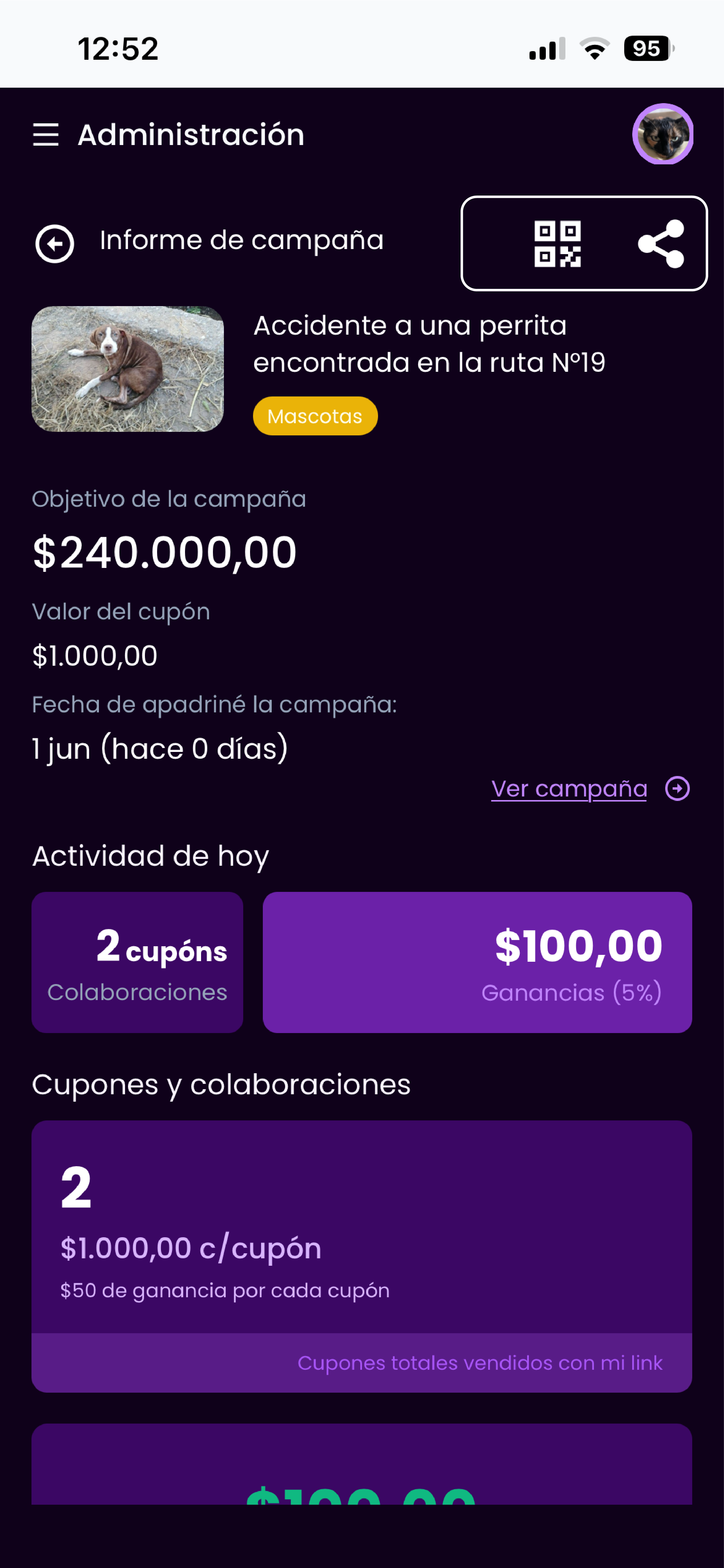 Compartir enlace de colaboración del embajador