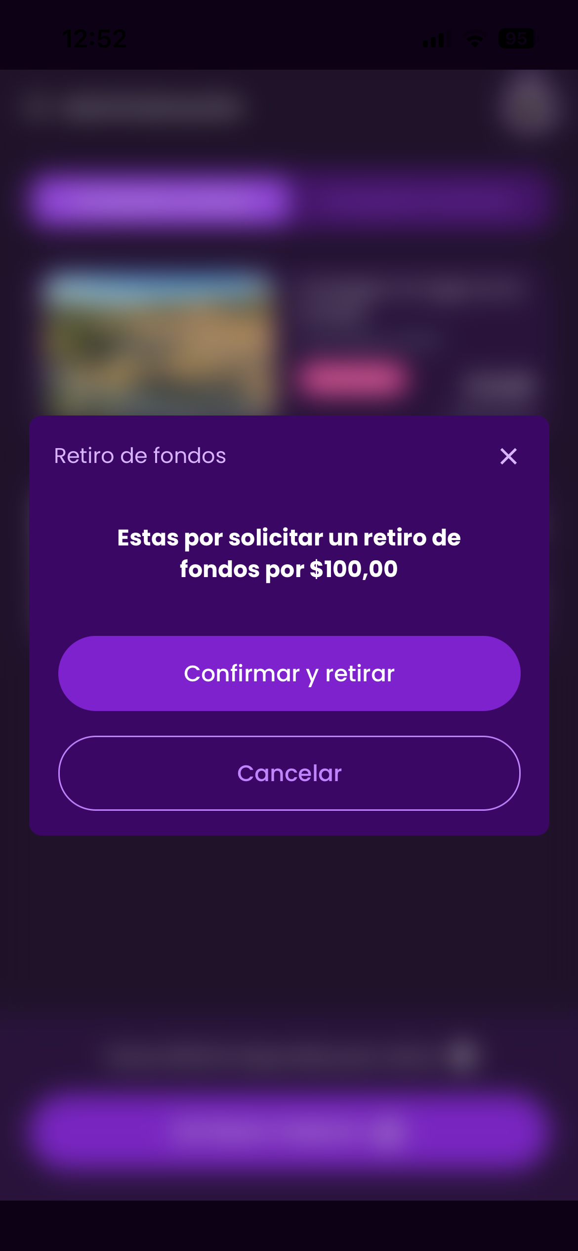 Monto disponible para retirar — vista 2
