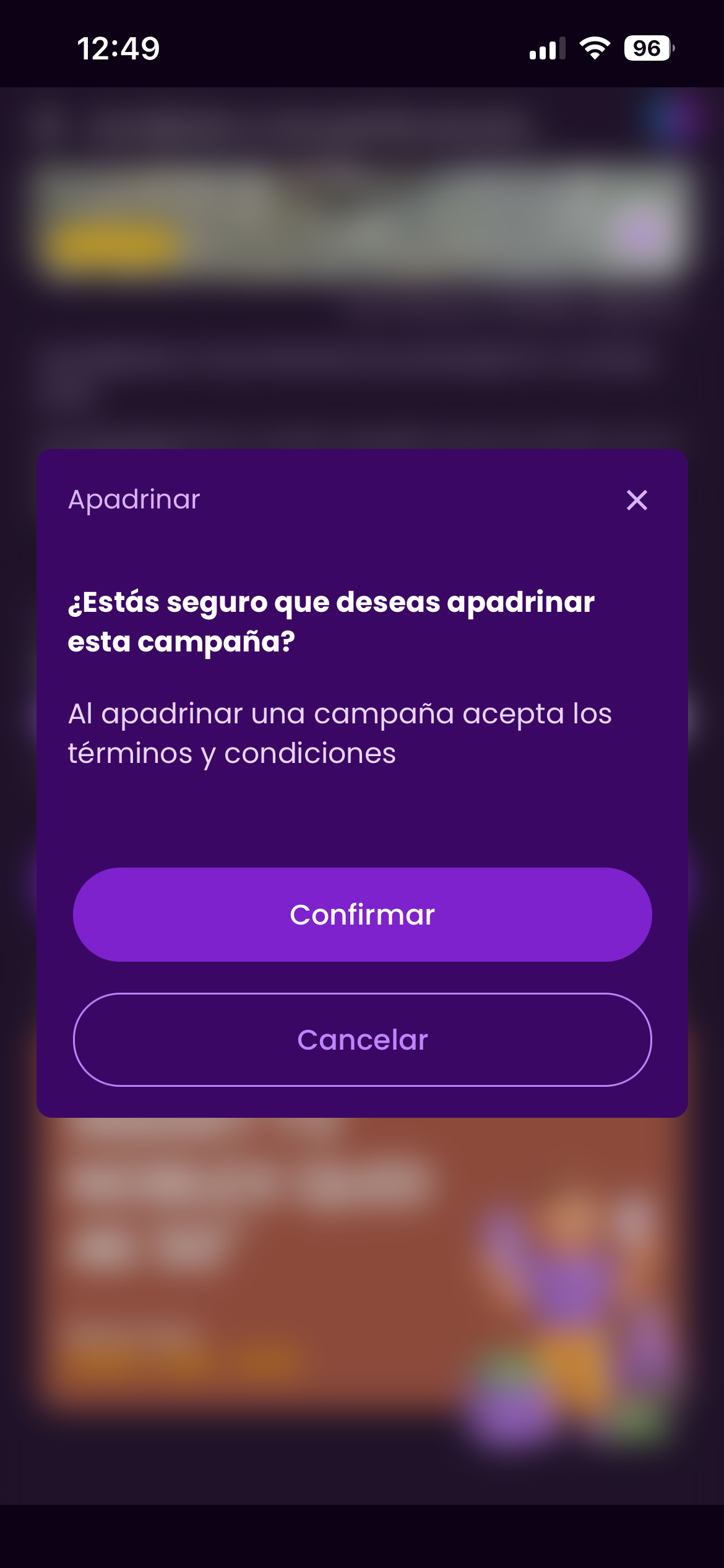 Confirmación de apadrinamiento de campaña — vista 3