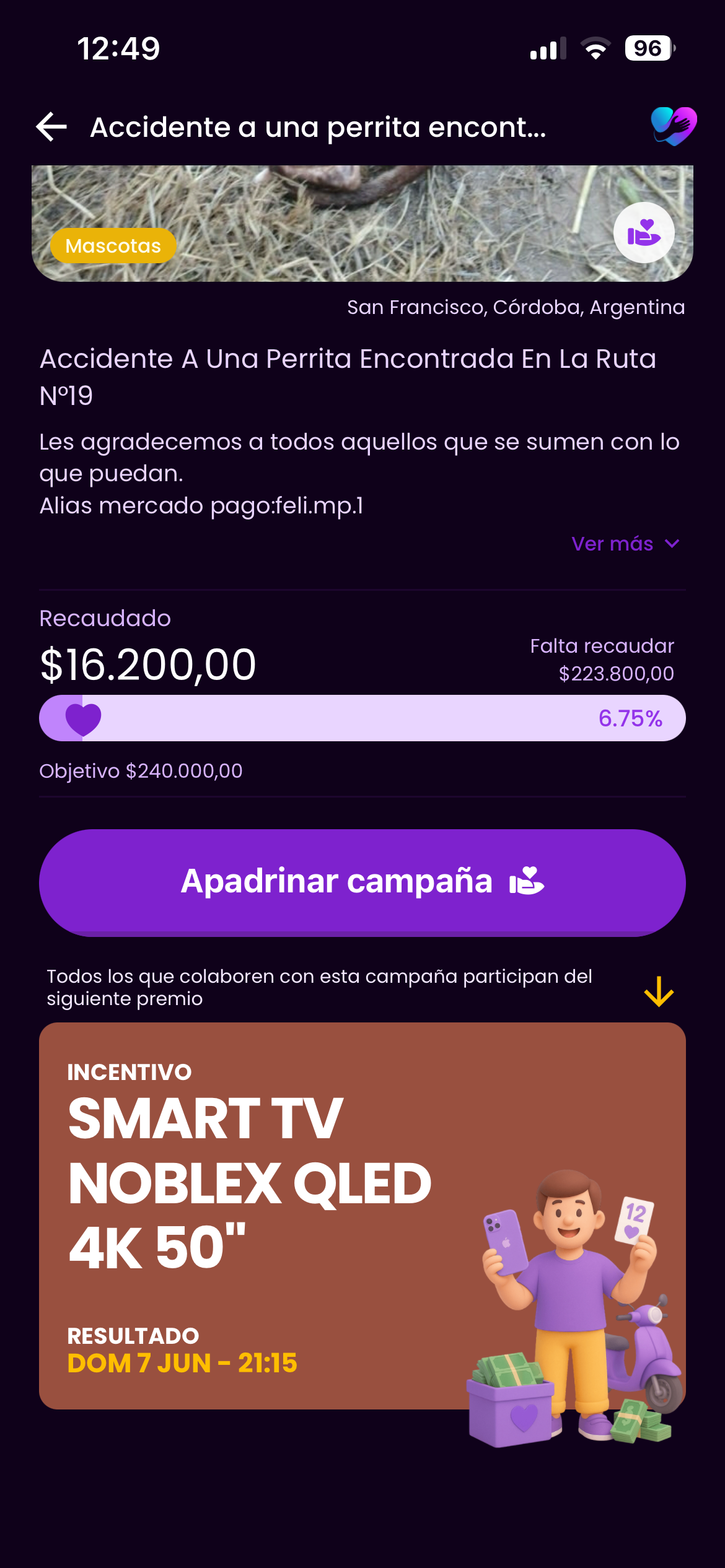 Botón Apadrinar campaña en el feed — vista 2