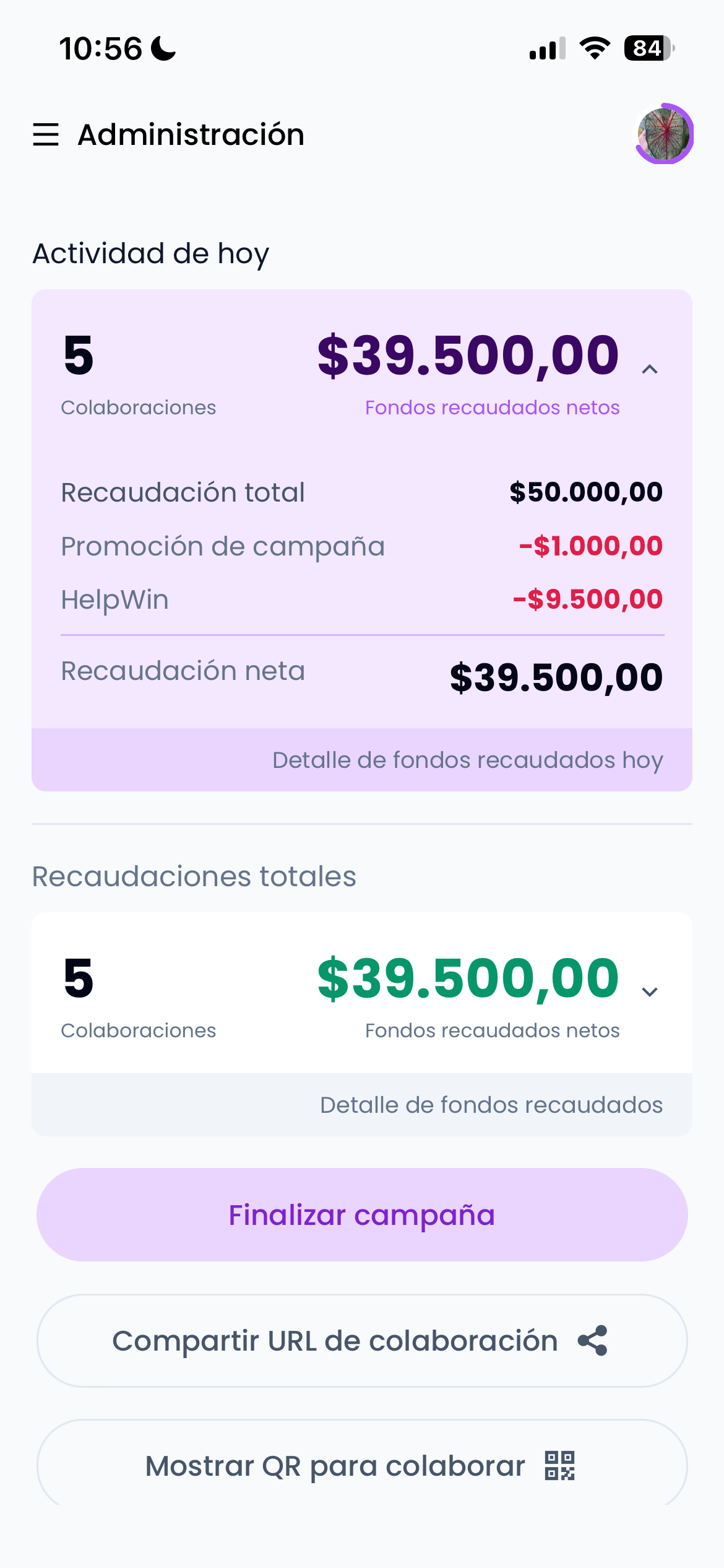Panel de recaudación: recaudación neta