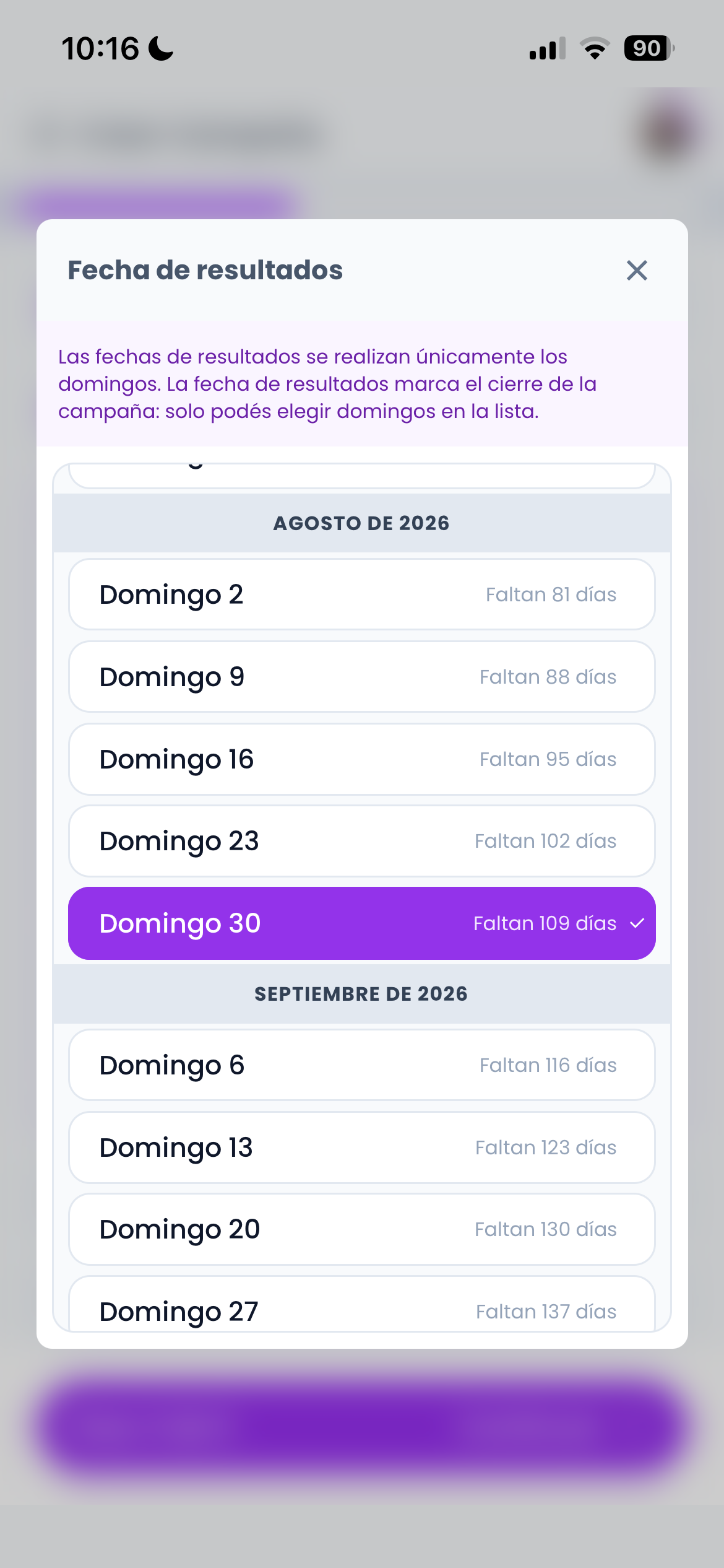 Detalle fechas