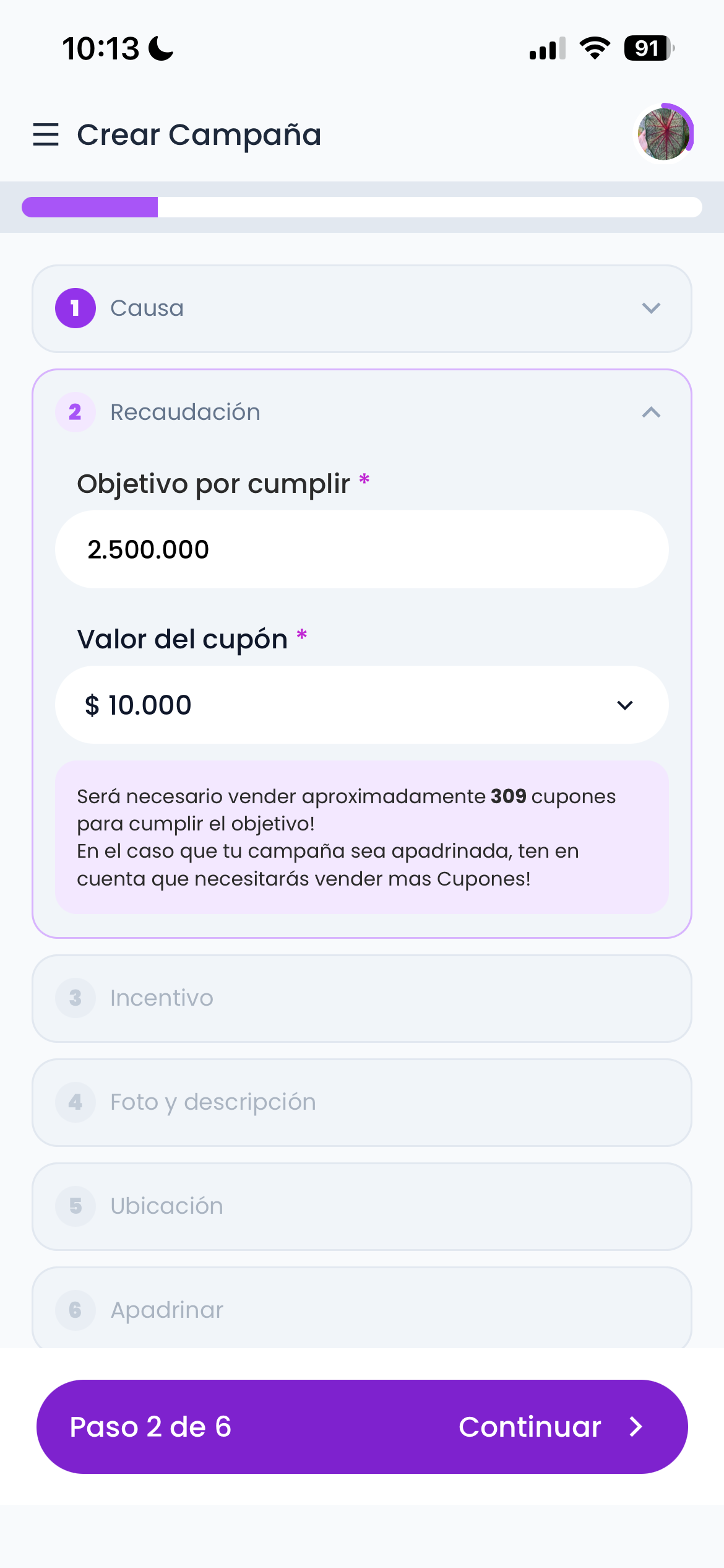 Objetivo de recaudación