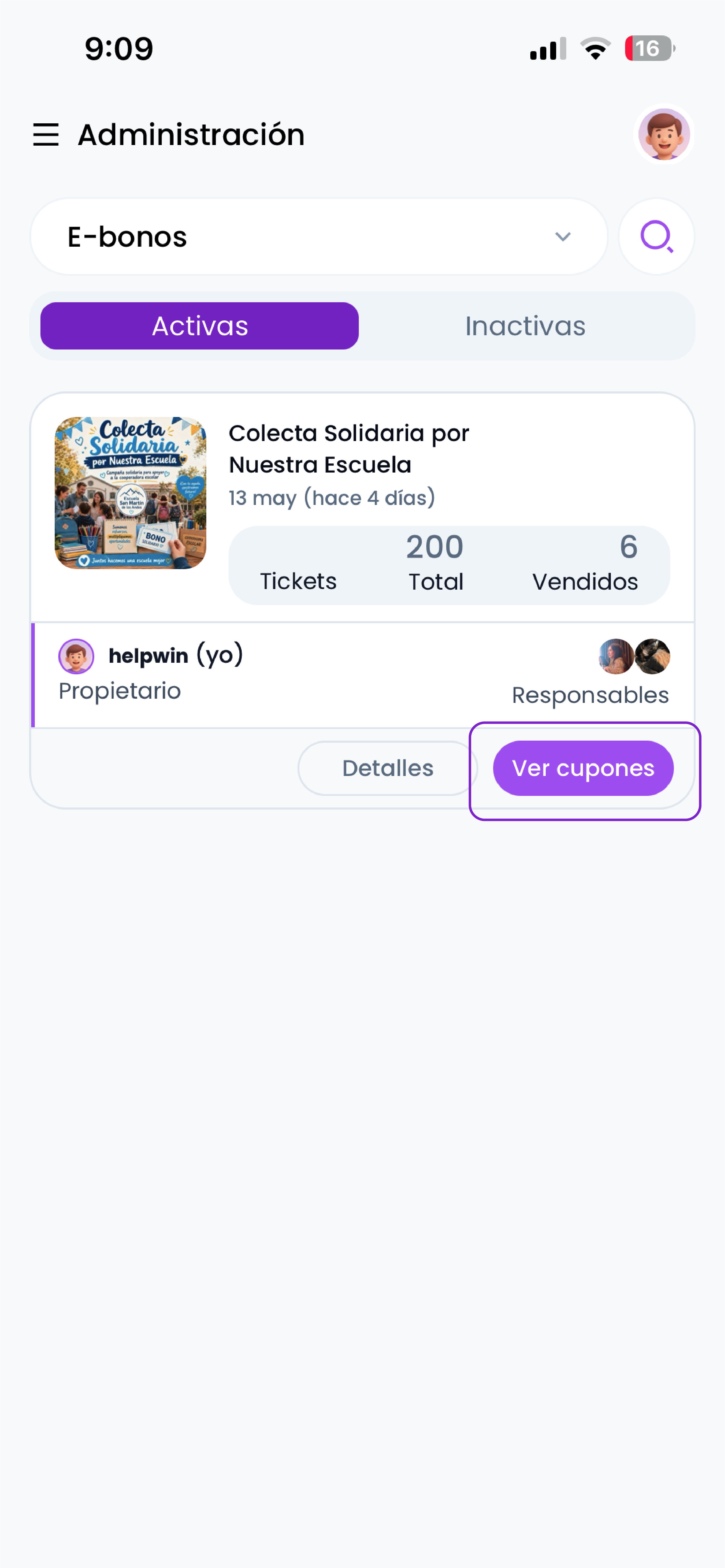 Lista de cupones del E-bono