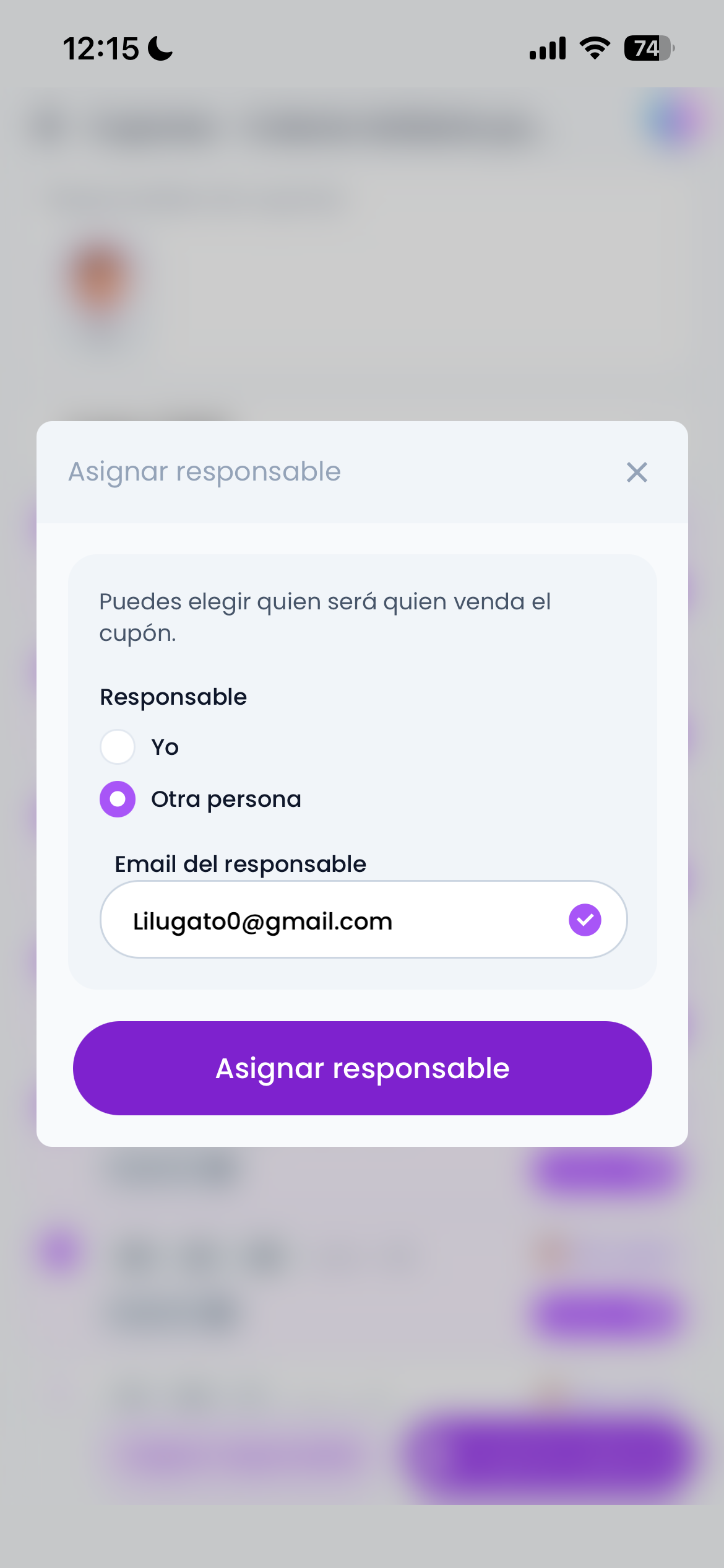 Cupones seleccionados para asignar - paso 2