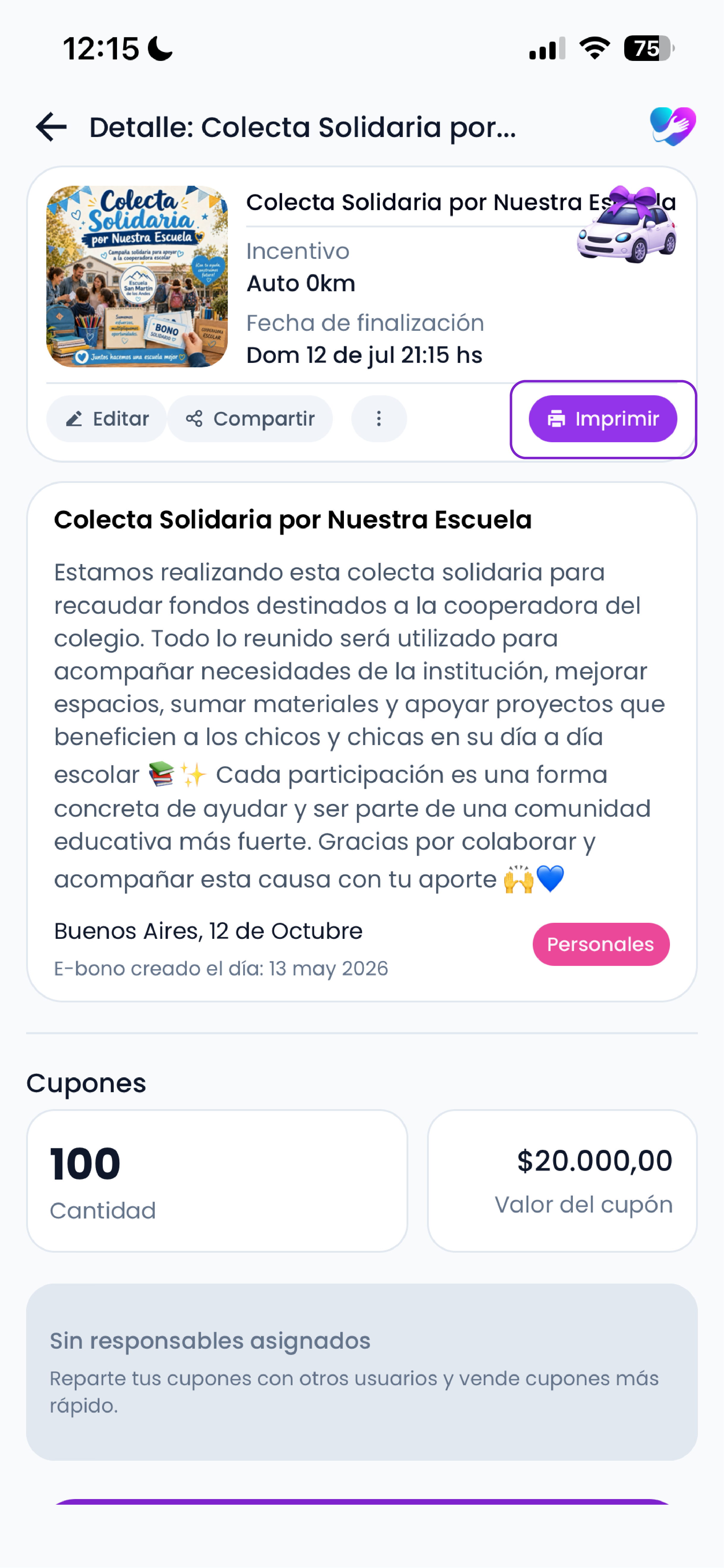 Botón imprimir cupones