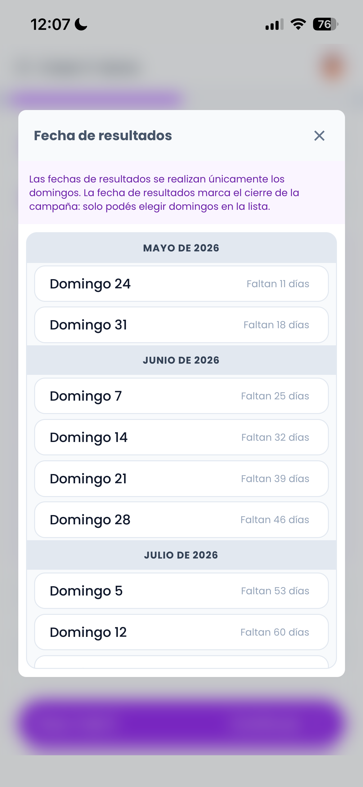 Detalle fechas