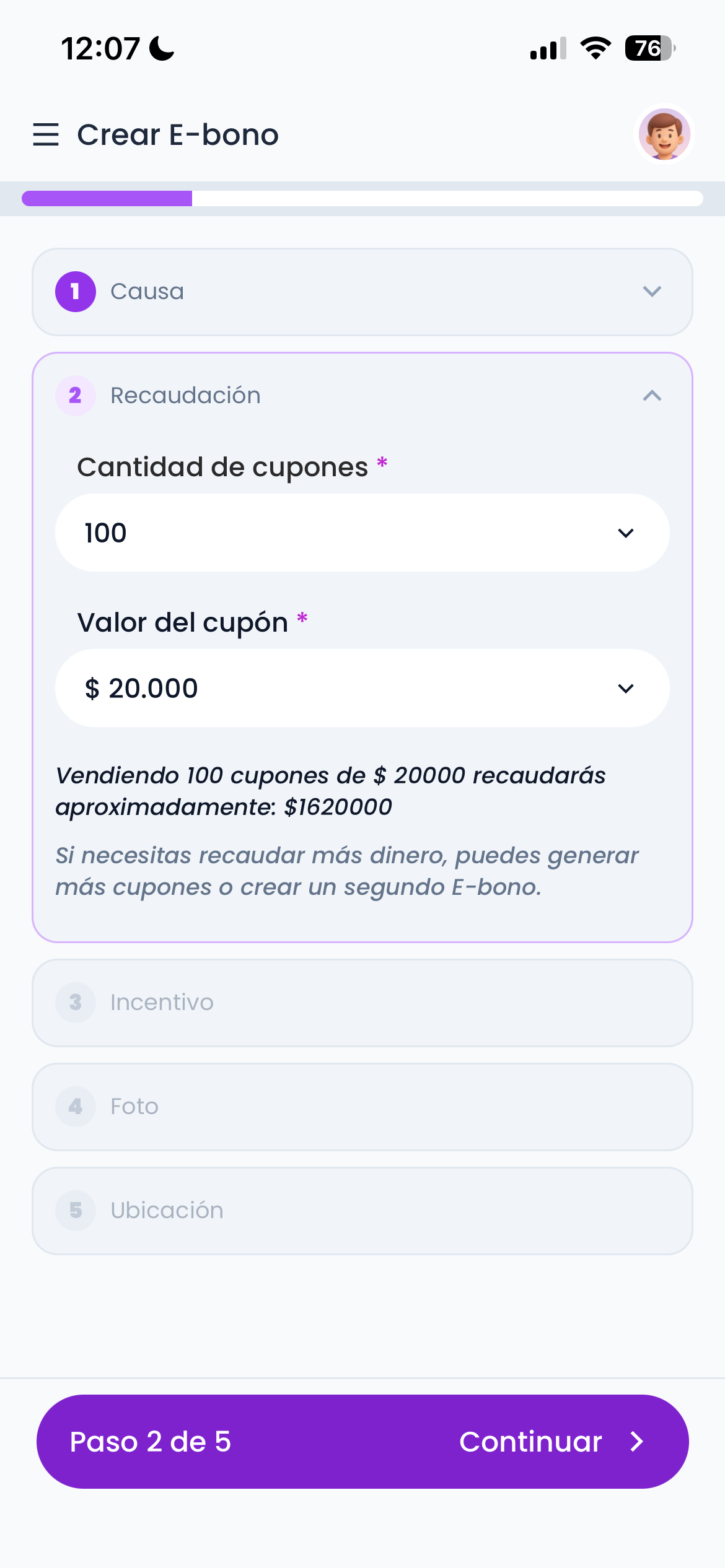 Cupones y valores del e-bono