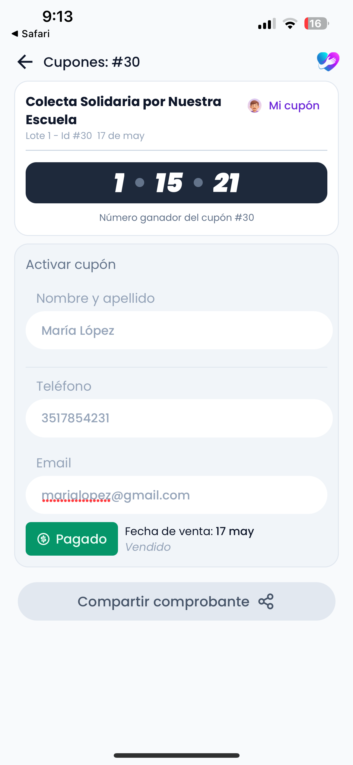 Cupón activado correctamente