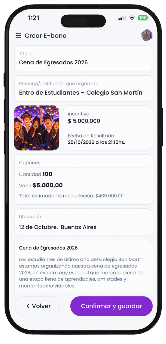 Cómo crear un E-bono en HelpWin: Paso Cinco