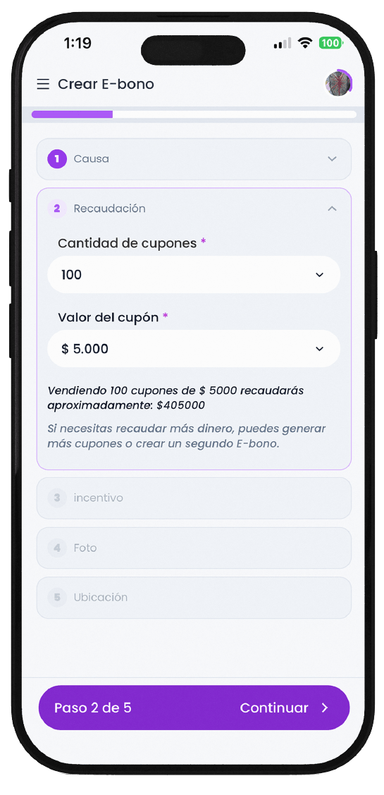 Cómo crear un E-bono en HelpWin: Paso Dos